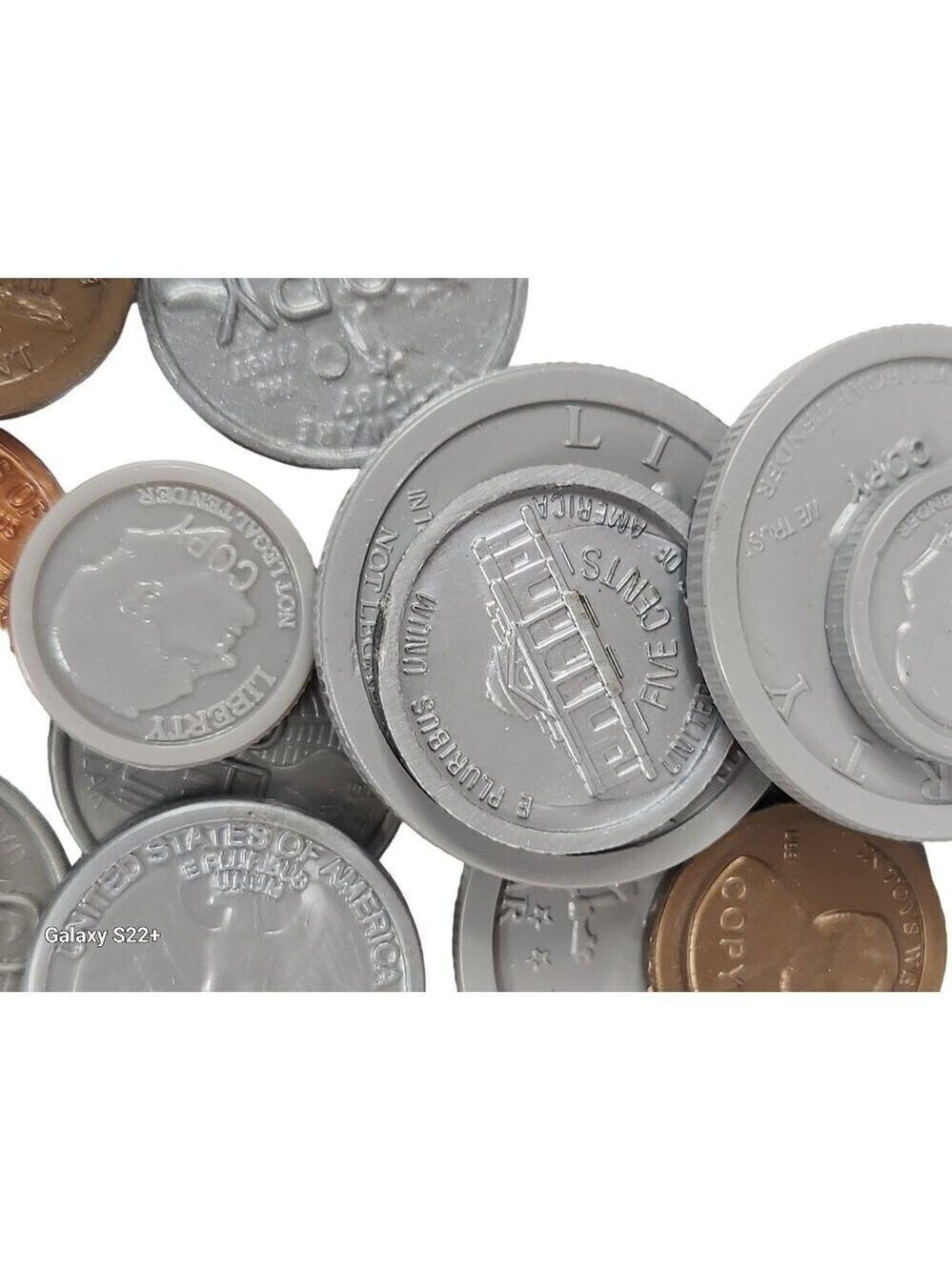 Assorted Play Money Coins Lot - Plastic & Metal Look Alike - Picture 10 of 16